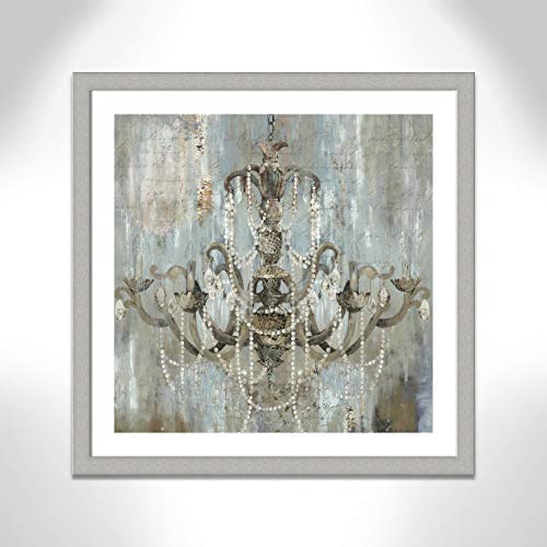 Casa Fine Arts Timeless Vintage Glam Shabby Chic Wall Art Archival Print, 31" X 31", Brushed Silver Frame #TOP2