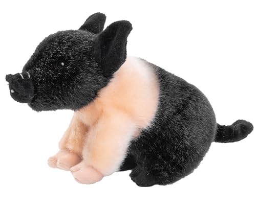 Miniatura 3 de Uni-Toys - Cerdito De Pesca De Color Rosa Y Negro 20 Cm Longitud Cerdo, Animal De Granja Peluche De Peluche