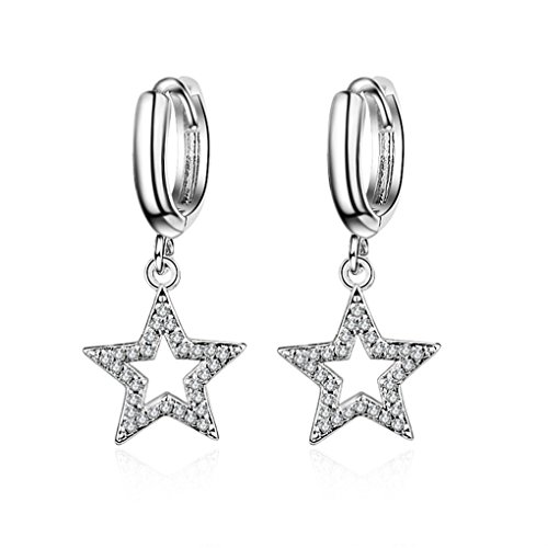 chenyesun Creolen Damen Lange Sterne Ohrhänger elegant Ohrringe Silber 925 Braut Ohrringe Hängend für Frauen,Mädchen Cover