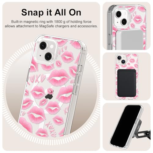 MOSNOVO for iPhone 13 Case/iPhone 14 Case, Compatible with Magsafe, Shockproof Military-Grade Protection 6.6ft Drop Tested, Magnetic Clear Phone Case for iPhone 13/14, XOXO Kisses Design by MOSNOVO - Used condition - Image 7