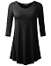 ALL FOR YOU Women's 3/4 Sleeve V-neck Flare Hem Tunic Black X-Large