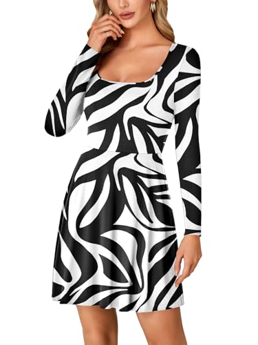 Image of LYANER Women's Long Sleeve Mini Dress Loose Casual Empire Waist Above Knee Length Dresses