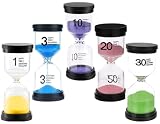 5 Sanduhren Set für Kinder(1/3/10/20/30 Min) Zeitmanagement Timer-Schwarz