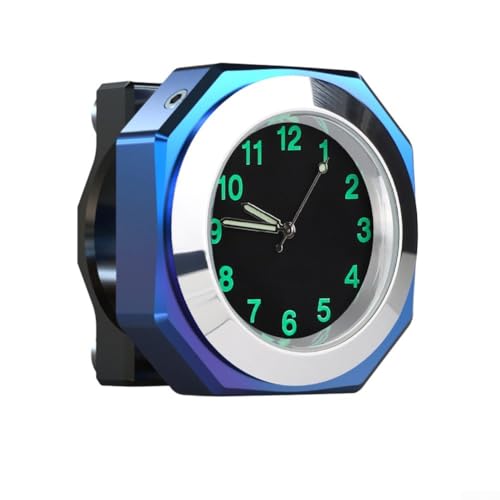 HpLive Horloge de moto étanche, montre de guidon de moto, boîtier en alliage d'aluminium, support étanche, montre à quartz, lumineuse (bleu)