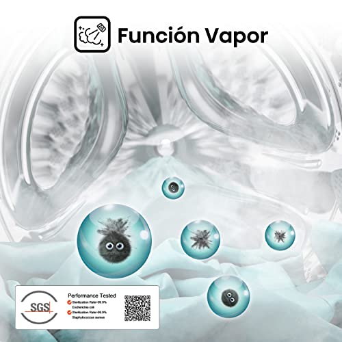 Hisense WFQP8014EVM - Lavadora con Vapor, Clase A, Carga Frontal 8 Kg, 1400 rpm, 16 Programas, Control de balanceo inteligente del tambor, Display LED, Programa rápido, Bloqueo Infantil, Blanco - imagen 6
