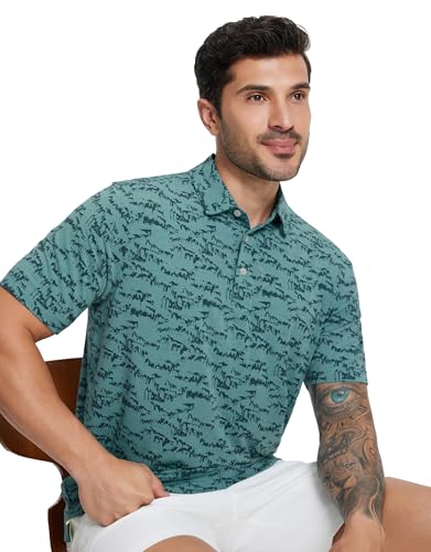 M MAELREG Mens Golf Shirts Short Sleeve Pattern Moisture Wicking Quick Dry Collared Athletic Mens Golf Polo Shirt — view 4