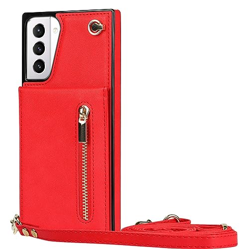 Étui portefeuille en cuir rouge pour Galaxy S23 Ultra et Note 20