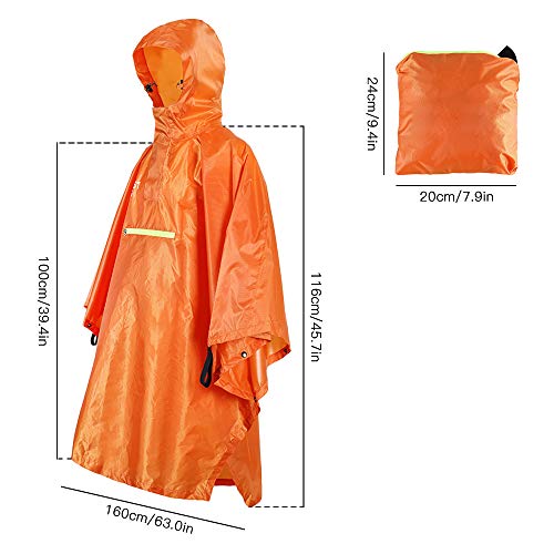 Festnight Raincoat impermeável impermeável com refletor Poncho impermeável com tira reflexiva (Black