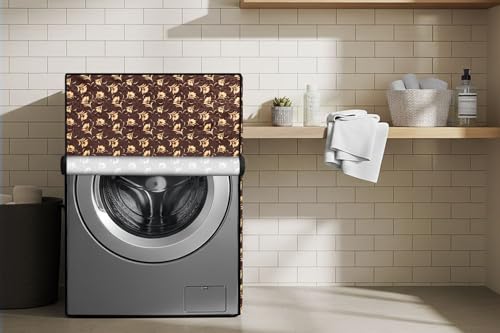 Image of Stylista Washing Machine Cover Compatible for LG 9 kg Inverter Wi-Fi Fully-Automatic Front Load FHT1409SWS, STS-VCM Floral Printed Pattern