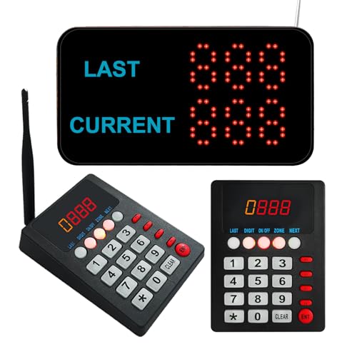 Take A Number System Wireless Calling System Restaurant Pager System Queue Management Loud Speakers System 1 Display Receiver Voice Call Host 2 Number Caller Pagers for Hospital Cafes (999+Q23 2+1)