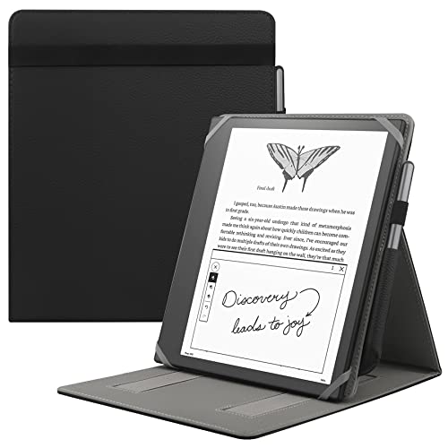HoYiXi Funda Universal para 10,2'' Te presentamos Kindle Scribe 1ª generación Modelo de 2022 / Kobo Elipsa Pack eReader de 10,3'' 2021 Funda Plegable con Soporte Vertical y Portalápiz - Negro