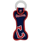 MLB Cleveland Guardians Bone Shaped Dental Dog TUG Toy with Squeaker. Tough PET Toy for Healthy Fun, Teething, and Cleaning pet's Teeth and Gum.