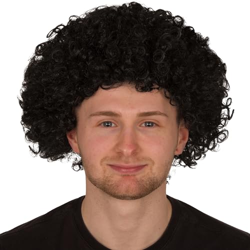 Mens Afro Wig - Fun Curly Hair Coloured Afro Wigs Fancy Dress Accessories for 70s Disco Costume - Curly Synthetic Hair for 80s Fancy Dress Men and Women