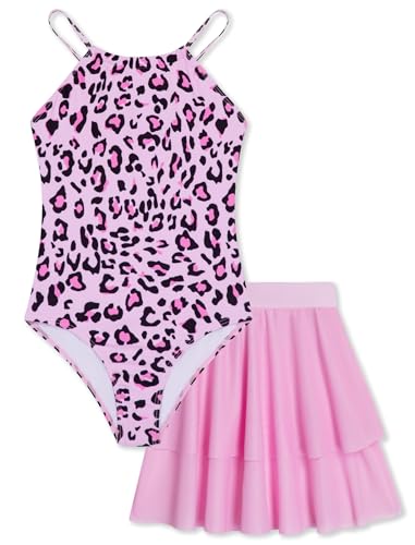 Image of Girls One Piece Swimsuits with Mesh Skirt Tanikini Bathing Suit Swimwear 6-14Y
