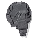 [Nutopia] スウェット メンズ 裏起毛 上下セット パジャマ 秋冬 (L/チャコール(上下セット×1点))