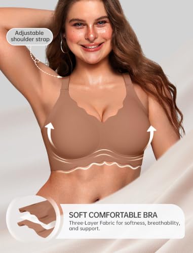 Image of OEAK Women Value Series Jelly Bras Wireless Pushup Convertible Bra | Everyday Essentials,Comfortable Bralettes,No Underwire,Full Coverage,Support Lift,Tshirt,Soft,Seamless,Scalloped