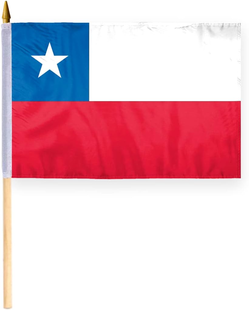 AGAS Chile Flag - 3x5 ft - Printed Single Sided on Polyester - Stitched Edges - Polyester Header Metal Grommets