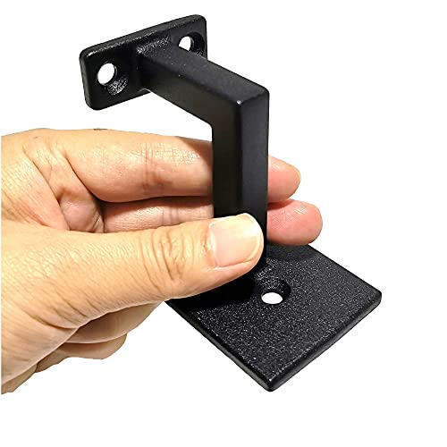 Langdoly Square Handrail Brackets For Staircase Stair Railing Brackets With Screws (Pack Of 5) (Textured Black) #TOP2