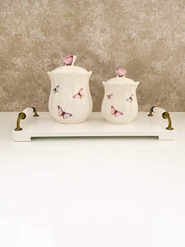 POTE PORCELANA C/TAMPA BORBOLETAS 350ml