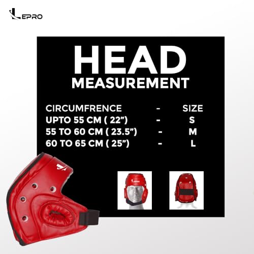 Image of LEPRO Boxing Taekwondo Headgear MMA Muay Thai, Head Gear for Sparring Grappling Martial Arts Kickboxing Karate BJJ Training (Red, S)