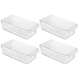 iDesign Linus Plastic Fridge and Freezer Storage Organizer Bin with Handle, Clear Container for Food, Drinks, Produce Organization, BPA-Free , 11.5
