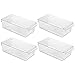 iDesign Linus Plastic Fridge and Freezer Storage Organizer Bin with Handle, Clear Container for Food, Drinks, Produce Organization, BPA-Free , 11.5" x 6" x 3.5", Set of 4, Clear