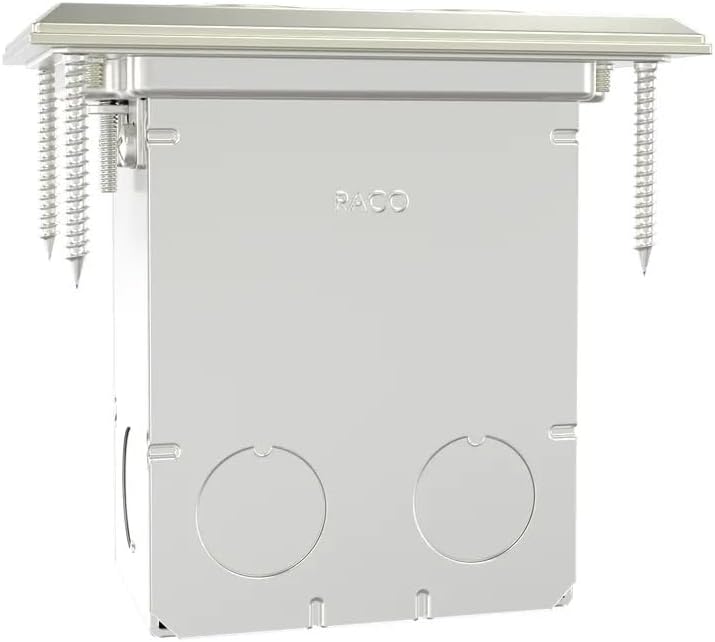 Raco 6500NI-5 Duplex Nickel 15 Amp Rectangular Floor Box Kit, Metallic Cover Plate
