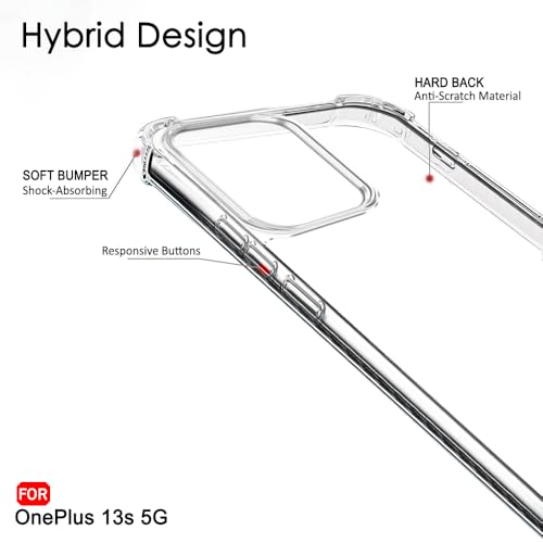 Image of TheGiftKart Crystal Clear Back Cover Case for OnePlus 13s 5G | Shock Proof 360 Protection | Hard Clear Back Cover Case for OnePlus 13s 5G (PC & TPU, Transparent Bumper)