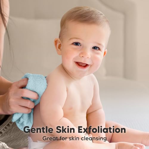 Image of 6-Pack Baby Washcloths - Soft Absorbent Viscose from Bamboo Washcloths for Face, Body, Baby Towels for Newborn, Kids, Toddlers, Infant, Gentle on Sensitive Skin, 10x10 Reusable Face Towels (Sky)