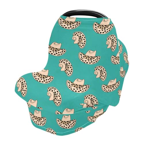 Nesatuwa Baby Car Seat Cover Cowboy Leopard Breastfeeding Covers Stretchy Breathable Multi-Use Cover Carseat Canopy for Girls and Boys