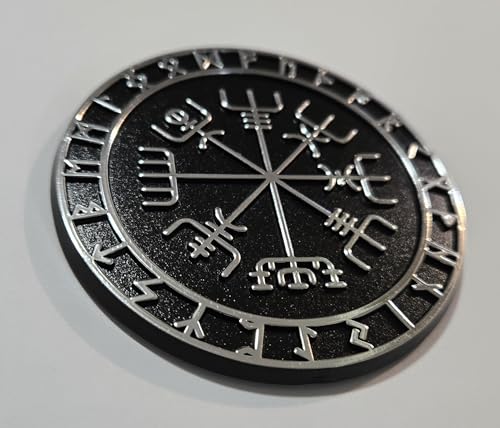 Image of Viking Vegvisir Compass Nordic wayfinder Black Chrome Plastic car Emblem Decal 3D Sticker