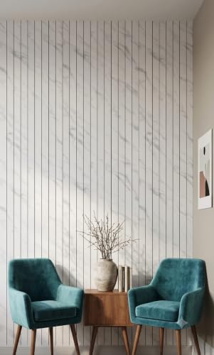 Image of RoseCraft 3D PVC SELF Adhesive Wooden Wall Panel Louver Fluted Panel Design Flexible Wallpaper ROLL - Waterproof PVC, DIY Easy‑Install (60cm x 280cm)