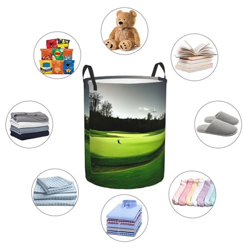Panier à linge rond grand format sac à linge imprimé golf vert