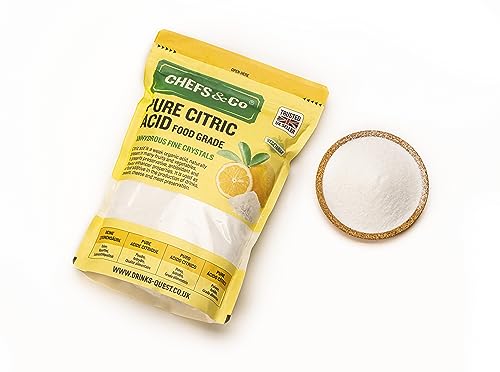 CHEFS & CO Pure Citric Acid Food Grade 1 Kg | Citric Acid Powder | Meat & Drink Preservation & Flavor Enhancer | Anhydrous | 100% Pure Fine Crystals | GMO-Free, Premium Quality, Vegan, Gluten-Free