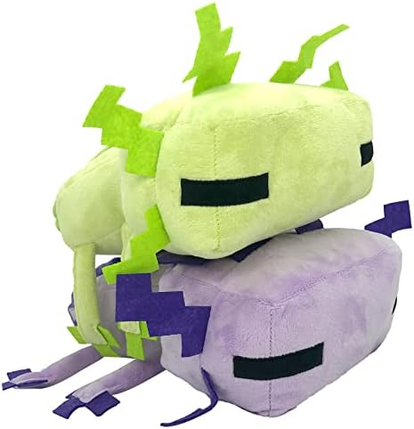 JAVICED Axolot Plush Stuffed Toy Soft Throw Pillow Decorations for Video Game Fans, Kids Birthday Party Favor Preferred Gift for Holidays, Birthdays (Purple + Green)