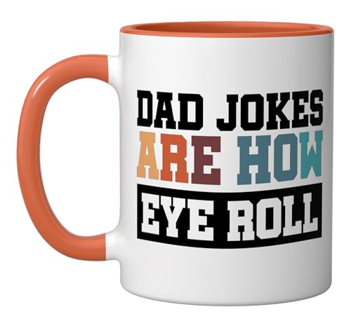 Taza de cerámica Dad Jokes Are How Eye Roll naranja/blanca miniatura 1