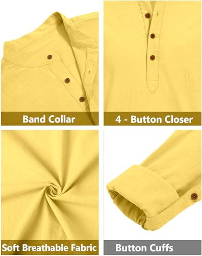 Image of Zombom Men's Solid Cotton Polyester Blend Straight Kurta Shirt, Regular Fit Full Sleeve Short Kurta Shirt