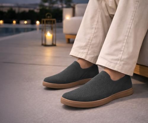 Image of Kraasa Men's Casual Slip-On Loafers | Soft Knitted Upper Breathable Flex Upper | Lightweight Comfort Shoes | TPR Sole