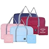 4PCS Foldable Travel Bag Luggage Storage for Sports Gym Water Resistant Nylon Canvas Duffel for Men,...