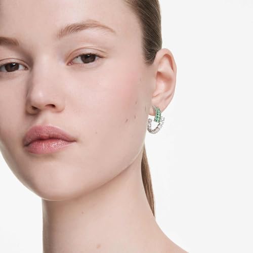 Swarovski Matrix hoop earrings, Mixed cuts, Green, Rhodium Finish by Swarovski - Used condition - Image 5