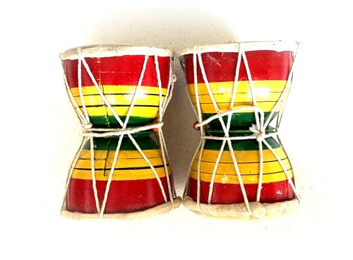 Large Shiv Damru set of 2 Damroo for Temple or Gift Madari Damru