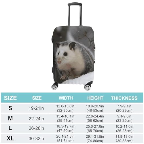 Opossum In Snow Printed Luggage Cover Protector, Fits 18-32 Inch Luggage2