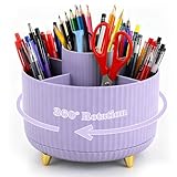 Lychico Desk Organiser, 360-Degree Rotating Pencil Cup Organiser With 5-Compartment Desk Organiser, Large Capacity Pencil Pot Cup for Office, Home & School Supplies, Stationery Accessories