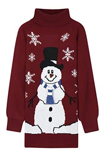 Pink Queen Women Oversize Turtleneck Santa Snowman Christmas Pullover Sweater Dress Xl Wine Red #TOP1