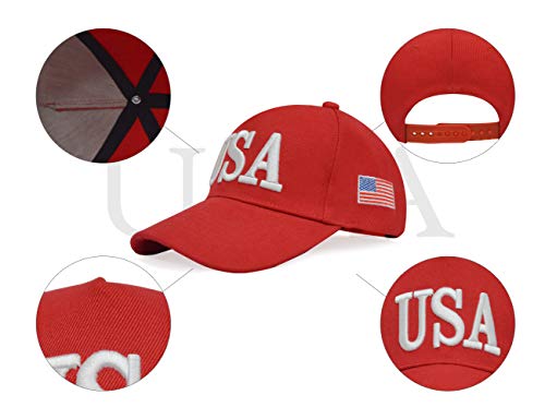 Usa Baseball Cap Polo Style Adjustable Embroidered Dad Hat American Flag For Men And Women Red #TOP4