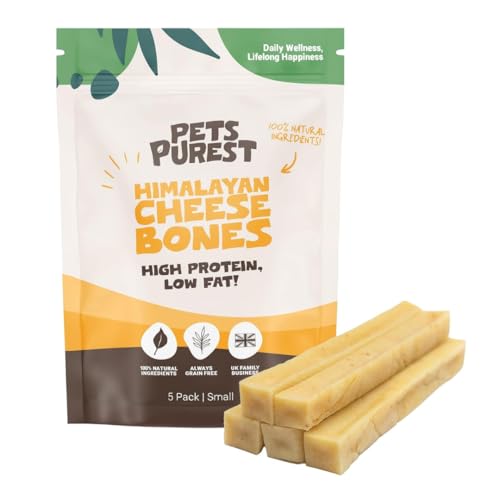 Pets Purest Snack piccolo con latte di yak - Caramelle al formaggio a forma di ossa naturali - Per tutte le età inclusi cuccioli e anziani - Barrette per cani con proteine e calcio - Per placca