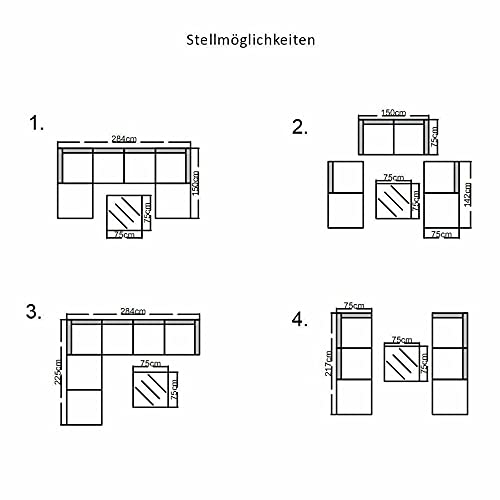 BJYX gartenlounge Lounge Rattan Set Couch Sofa Garnitur braun Gartenmöbel – Bild 7