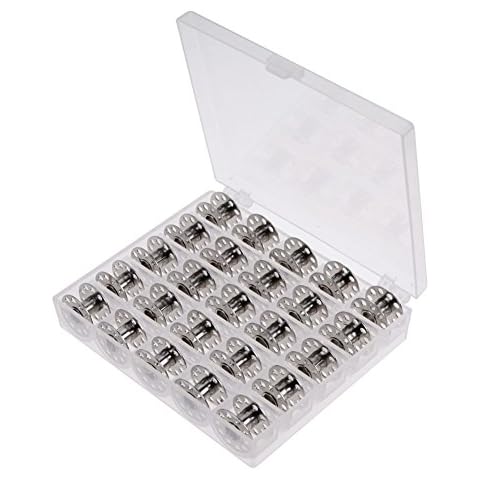 JZK 25 Leer Spulen metall Garnspule mit Spulenbox für Nähmaschine Brother Singer Bernina Pfaff Elna Babylock Kenmore Juki Cover