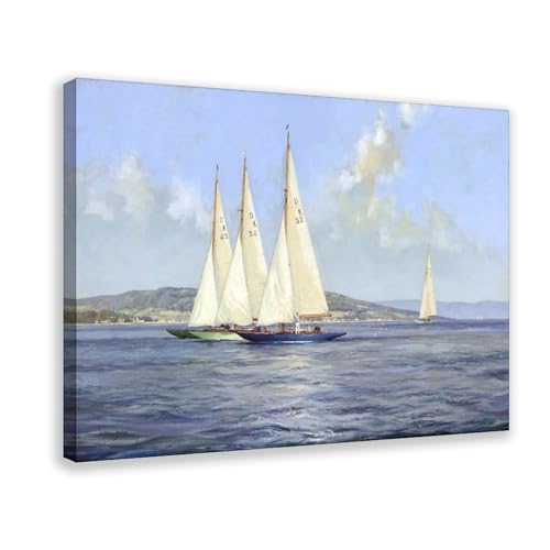 Impression sur toile de dragons par Montague Dawson cadre suspendu 30x45 cm