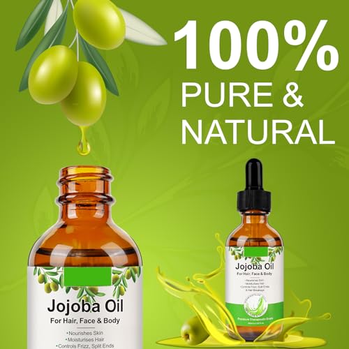Foto von Bio Jojobaöl Öl-100% Reines organisches Jojobaöl für Haarwachstum Hautpflege, Natürliche Feuchtigkeitscreme Organic Jojoba Oil, Für Gesicht, Bart, Nägel, Körpermassage Öl für DIY, 60ml